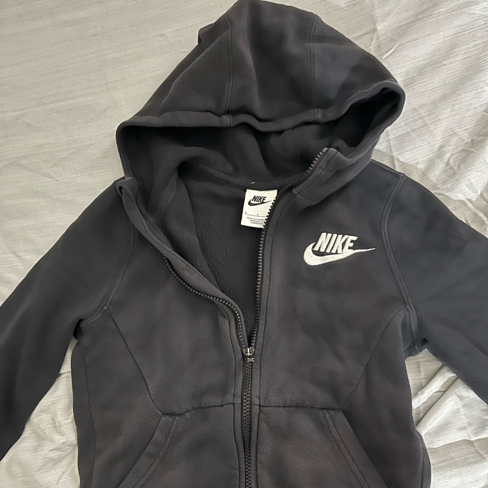 Nike black zip up hooded sweatshirt for women